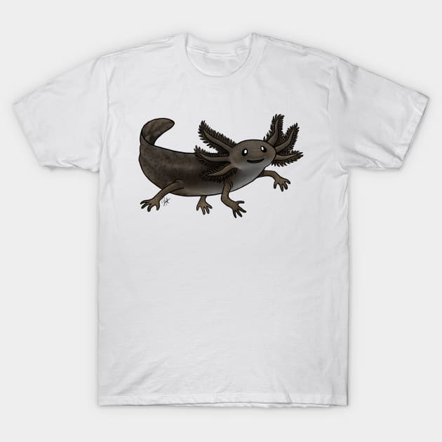 Amphibians - Axolotl - Black Melanoid T-Shirt by Jen's Dogs Custom Gifts and Designs
